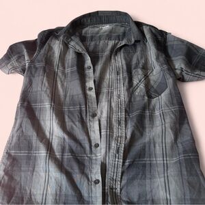 Tony Hawk Charcoal Plaid Button Down Shirt